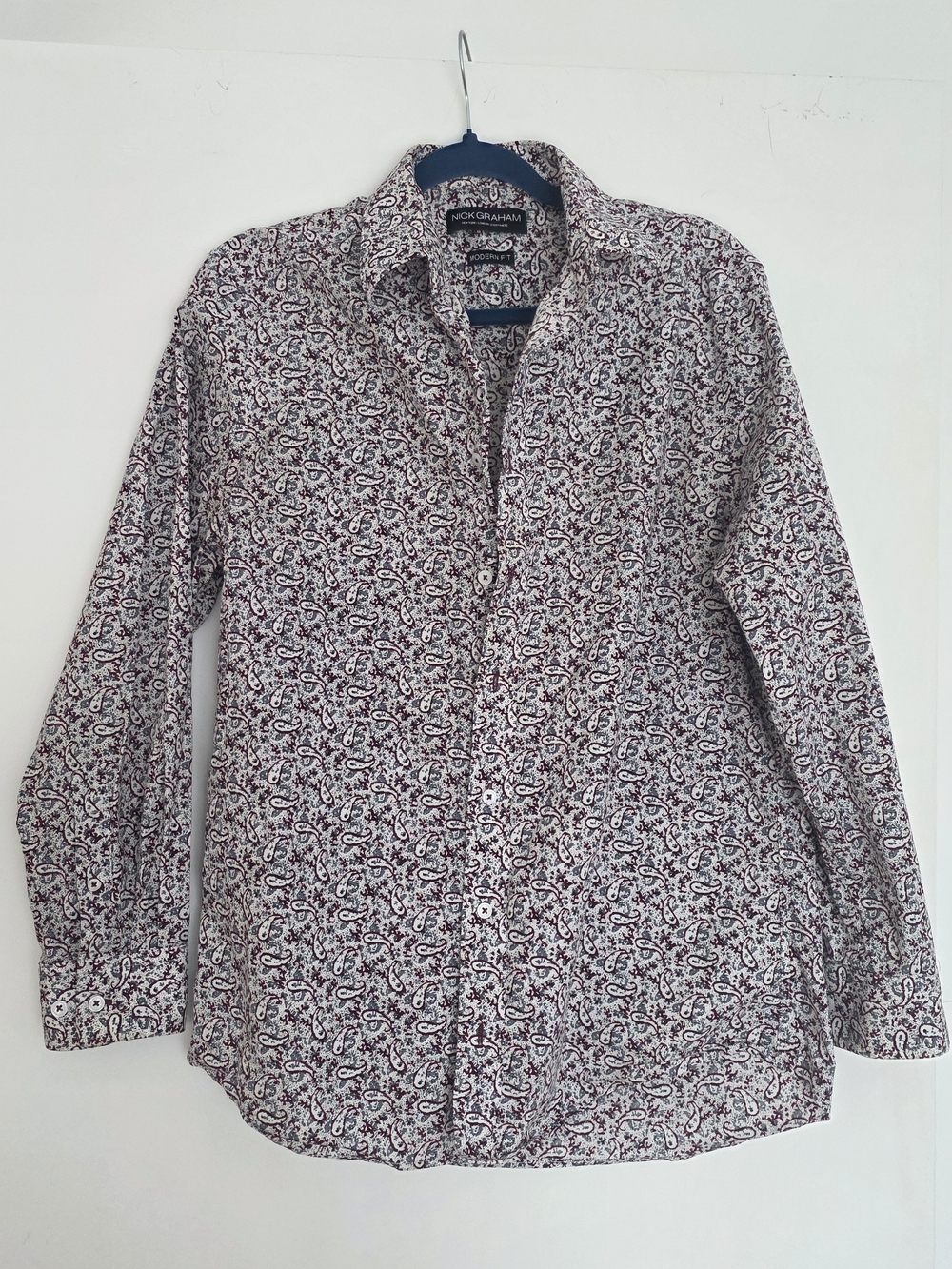 Nick Grahan Slim Fit Long-Sleeve Floral Button-Down Shirt - Size M